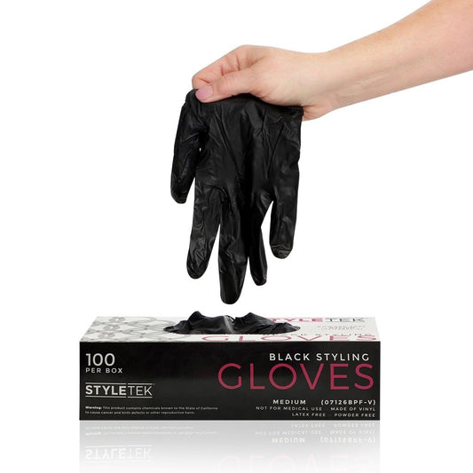 STYLE TEK BLACK GLOVES VINYL