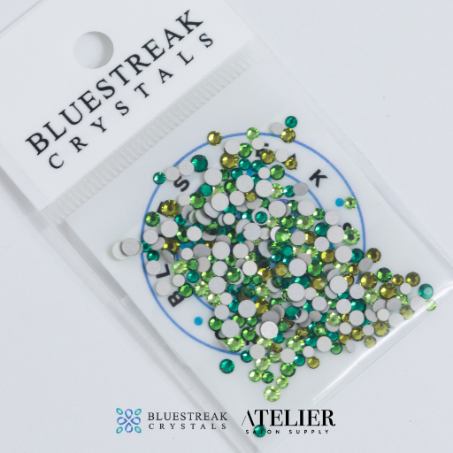 Preciosa Forest Green Mix of Flatback Crystals (Non Hotfix) Small