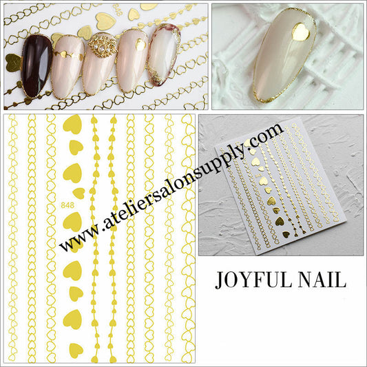 GOLD HEARTS STICKERS 848